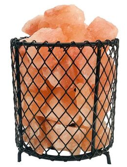 GLOBO LIGHTING Salzkristall-Tischlampe STONE, ohne Leuchtmittel, Salzstein, Dekolampe, Dekoleuchte, Salzkristalle, Korbleuchte