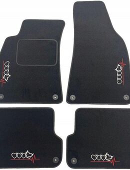 Velours-Fußmatten für Audi A4 B6/B7 (2000-2008) – S-Line STICKEREI Handmade Grau Set324 - Ingolstadt