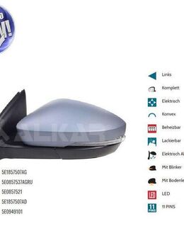 AUSSENSPIEGEL LINKS ELE KON ANKLAPPBAR SKODA OCTAVIA 3 5E1857507 - Dortmund Wickede