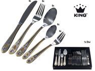 KING Besteck-Set »VIERAILLA GOLD« (31-tlg), 6 Personen, Edelstahl 18/0, mit Dekor in Gold-Optik, inkl. Etui