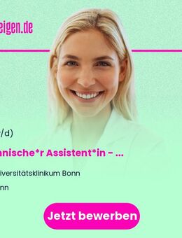 Technische*r Assistent*in (m/w/d) (MTA oder BTA) - Institut für Hygiene und Public Health - Bonn