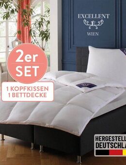 Excellent Daunenbettdecke + 3-Kammer-Kopfkissen Wien, Füllung: Bettdecke: 90% Daunen, 10% Federn, Bezug: 100% Baumwolle, Bettdecke 135x200 in weitere Größen in 4 Wärmeklassen