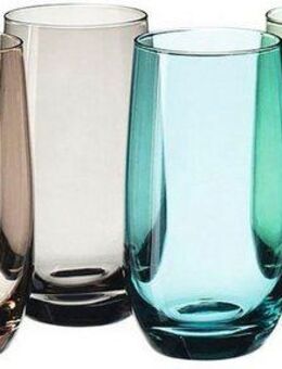 LEONARDO Longdrinkglas SORA, Glas, 390 ml, farbig sortiert, 6-teilig