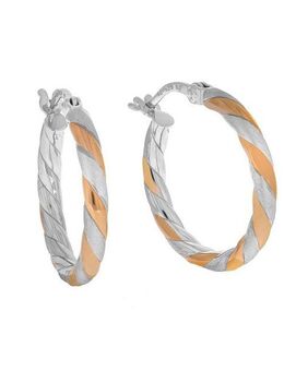 Zeeme Paar Creolen Silber 925 zweifarbig 20mm Durchmesser