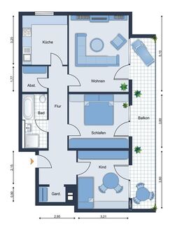 Provisionfreie 3 Zimmer Wohnung: 88 qm - EG - Balkon - TG - gut vermietet Stutensee-Blankenloch - Stutensee