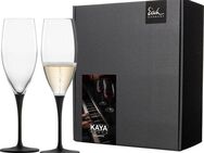 Eisch Champagnerglas KAYA BLACK, Kristallglas, in Handarbeit Schiefer- Glasur, 278 ml, 2-teilig, Made in Germany