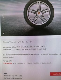 Winterreifen mit Felge für Porsche Carrera 991 - Oerlinghausen