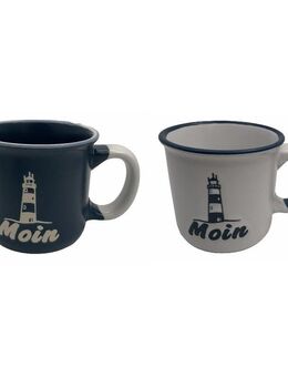 Schöner Kaffeebecher "Moin mit Leuchtturm" – Maritimes Design Hösti Becher, blau oder weiß - Berlin