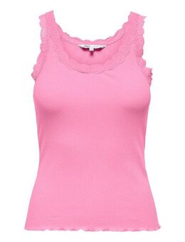 ONLY Tanktop ONLSARA – Tanktop mit Spitzendetail am Ausschnitt regular fit, modisch, Jersey, Rippware, Rundhals