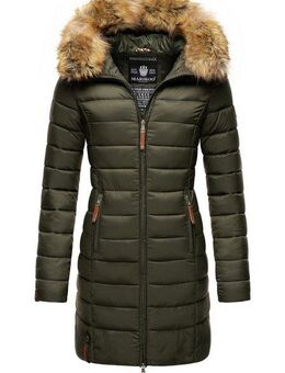 Marikoo Steppmantel Rose-Stepp zeitloser Winterparka mit großer Kunstfellkapuze