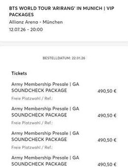 BTS München Munich TAUSCH Sonntag zu Samstag - Berlin