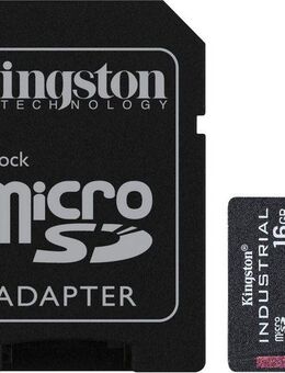 Kingston INDUSTRIAL microSD 16GB + SD Adapter Speicherkarte (16 GB, UHS-I Class 10, 100 MB/s Lesegeschwindigkeit)