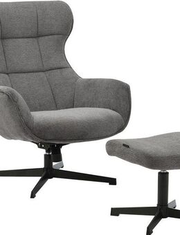 INOSIGN Drehsessel DEGAN Ohrensessel mit Hocker im Set, Relaxsessel mit 360-Grad-Drehfunktion u. Hocker, Webstoff