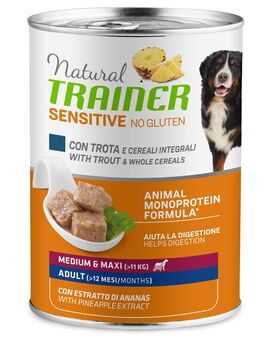 10 + 2 gratis! 12 x 415 g / 400 g Natural Trainer - Sensitive No Gluten Adult Forelle & Vollkorngetreide 12 x 400 g