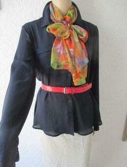 NEU * Edel * Klassisk * DESIGNER * Marine * Navy * Sailor * Maritim Look * Seiden Chiffon * Langarm * Hemd * Bluse * Gr. 38- 40/ S- M * tinten- dunkel- blau * - Riedlingen