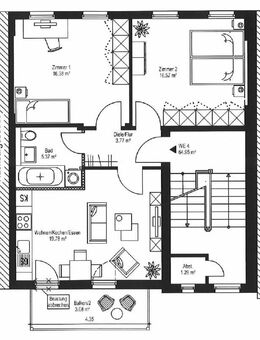 Hell & Ruhig mit Balkon und Wohnküche - Leipzig