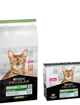 PURINA PRO PLAN Trockenfutter + 10 x 85 g Sterilised Adult Maintenance gratis! - 14 kg Sterilised Adult Renal Plus Lachs