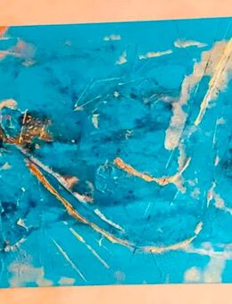 Acrylbild in edlen Türkis- und Goldtönen 60-80 cm - Rösrath Zentrum