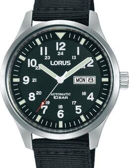 LORUS Automatikuhr RL411BX9, Armbanduhr, Herrenuhr, Datum, wasserdicht bis 10 bar, Textilarmband
