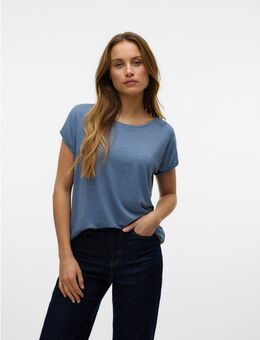 Vero Moda Rundhalsshirt VMLAVA PLAIN SS TOP LUREX STRIPE