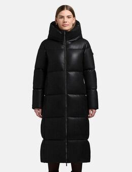 khujo Steppmantel Destiny Langer gesteppter Damen Mantel in Lederoptik