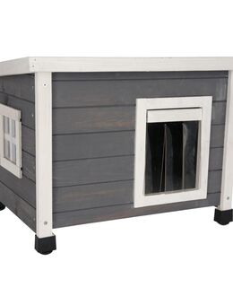 Kerbl Pet Katzenhaus Rustica, weiß / grau - L 57 x B 45 x H 43 cm