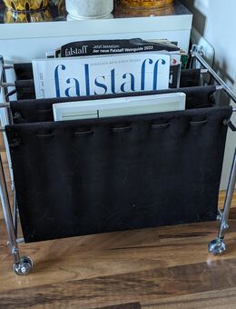 Eleganter Zeitungsständer Chrom / Wildleder 1970er - Ginsheim-Gustavsburg