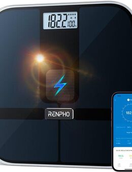 RENPHO Körper-Analyse-Waage Elis Solar 2 Smart Body Scale A020, Smarte Solar-Körperanalysewaage mit 13 Körpermessungen