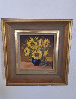 Gemälde Bild Sonnenblumen auf Leinwand mit Holzrahmen signiert - Knittlingen Zentrum