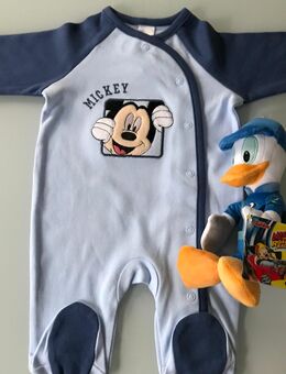 Baby Jungen Kinder Babyboy Mickey Mouse Strampler Disney + Donald Kuscheltier Spielzeug 100% Baumwolle Gr. 56 Blau Marineblau beide neu mit Etikett - Albstadt