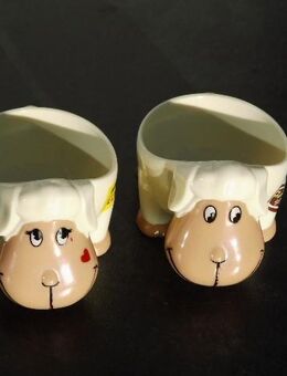 Ferrero 2 Eierbecher Schafe zus. 4,- Hatte es eilig+Mein Schatzi - Flensburg