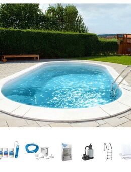 my POOL BWT Ovalpool PREMIUM mit sandfarbener Innenfolie (Komplett-Set, 7-tlg), Höhe: 150 cm, in verschiedenen Größen