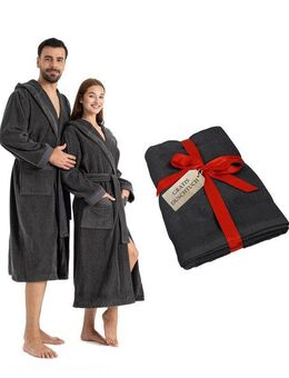 OTTO home Unisex-Bademantel Fenya, 330 g/m², Premium, Hotelbademantel, Morgenmantel, Sauna & Spa, Langform, Veloursfrottier, Kapuze, Gürtel, Reißverschlusstaschen, weich mit GRATIS-Zugabe: 1x Duschtuch 70x140 cm