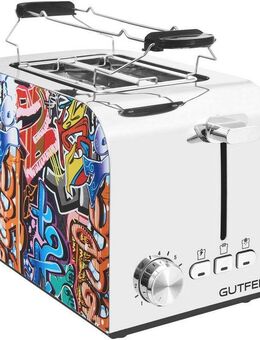 Gutfels Toaster TOAST 3010 G, 2 kurze Schlitze, 850 W, 2-Scheiben-Toaster, 850 Watt, Graffitti-Style
