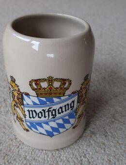 Bierkrug Namenskrug 0,5 l Wolfgang Bayern Löwen Raute Krone - Niddatal