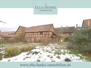 Historischer Fachwerk-Resthof zum Sanieren auf großem Grundstück mit Wohnhaus, Scheune + Garten. - Halberstadt