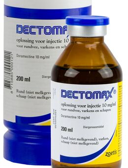 Dectomax Injektion 250ml. --- Zur Bekämpfung von Infektionen, die durch Magen-Darm-Würmer, Lungenwürmer, Augenwürmer, Hornissen, Läuse und Milben bei nicht milchgebenden Rindern, nicht milchgebenden Schafen und Schweinen verursacht werden. - Heinsberg