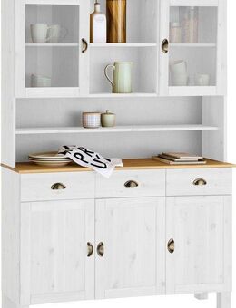 Home affaire Küchenbuffet Oslo 125 cm breit, aus massiver Kiefer, mit 2 Glastüren, Metallgriffe