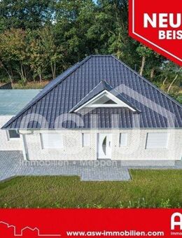 Musterhaus! Weißer Neubaubungalow mit massiver Garage in ruhiger Sackgassenlage! - Herzlake