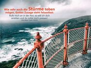 Christliches Poster A3 - Blick von Leuchtturm auf tobendes Meer - Wilhelmshaven