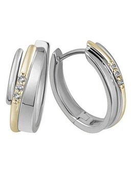 Firetti Paar Creolen Schmuck Geschenk Silber 925 Klappcreole bicolor glitzernd, mit Zirkonia (synth)