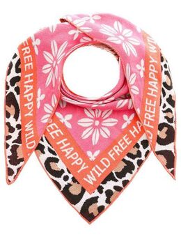 Zwillingsherz Dreieckstuch "Blumen & Leo", Eyecatcher Tuch, Mustermix: Leomuster und Blumen, Feinstrick, wärmend