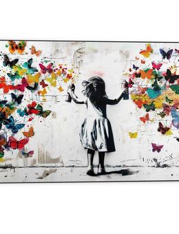 Reinders! Wandbild Wolke von Schmetterlingen, Kinderzimmer - Mädchen - Mehrfarbig - MDF - Street Art - 90x60 cm