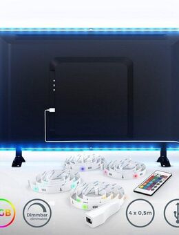 B.K.Licht LED-Streifen, LED TV Hintergrundbeleuchtung Backlight 2m USB RGB selbstklebend