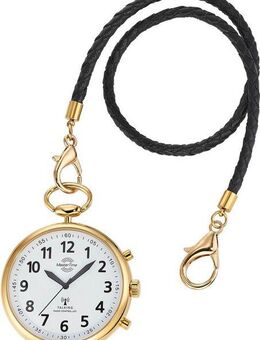 MASTER TIME Taschenuhr Sprechende Taschenuhr, (Set, 2-tlg., mit Lederband), sprechende Funkuhr, Quarzuhr, Status Funkempfang, 4 Alarmzeiten