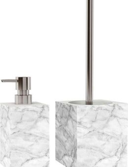 Sanilo Badaccessoire-Set Marmor, 2-teiliges Set aus Seifenspender und WC-Bürste