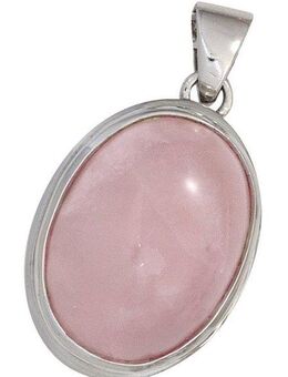 JOBO Kettenanhänger Anhänger oval, 925 Silber mit Rosenquarz