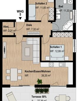 Moderne 3-Zimmer-Neubauwohnung im Erdgeschoss - Abenberg