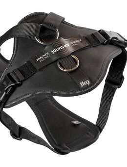 Julius-K9 Longwalk Light Hundegeschirr mit Tracker-Tasche - schwarz - Größe XL: Brustumfang 70 - 90 cm