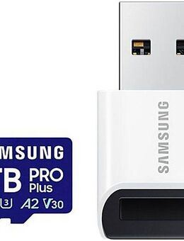 Samsung Pro Plus 1TB + USB-Kartenleser Speicherkarte (1000 GB, UHS Class 3, 180 MB/s Lesegeschwindigkeit)